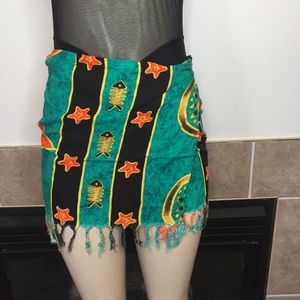 Star, Sun, Fish Design Swim Coverup/Tie Wrap Skirt